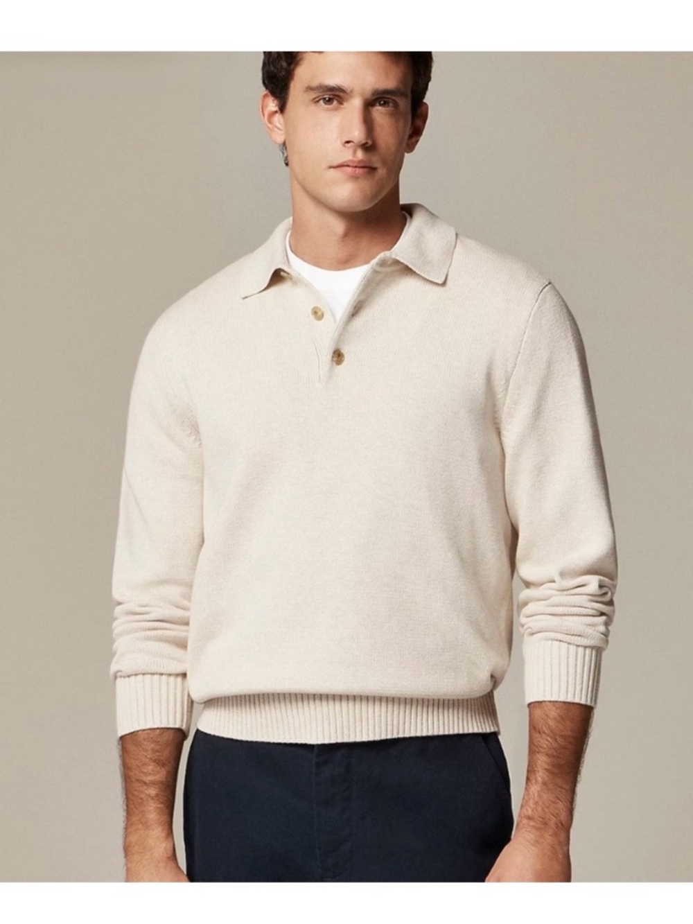 NWT J. Crew Heritage Cotton Sweater-polo Heather Natural